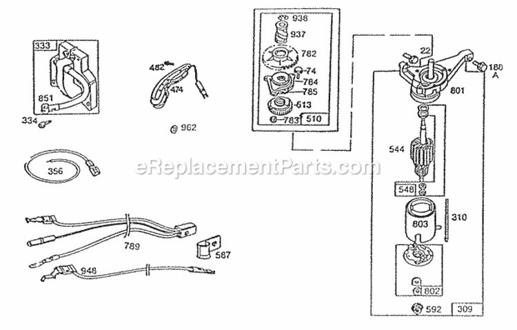Electric Starter Electircal Diagram and Parts List for 091702-0127-02  Briggs and Stratton Engine
